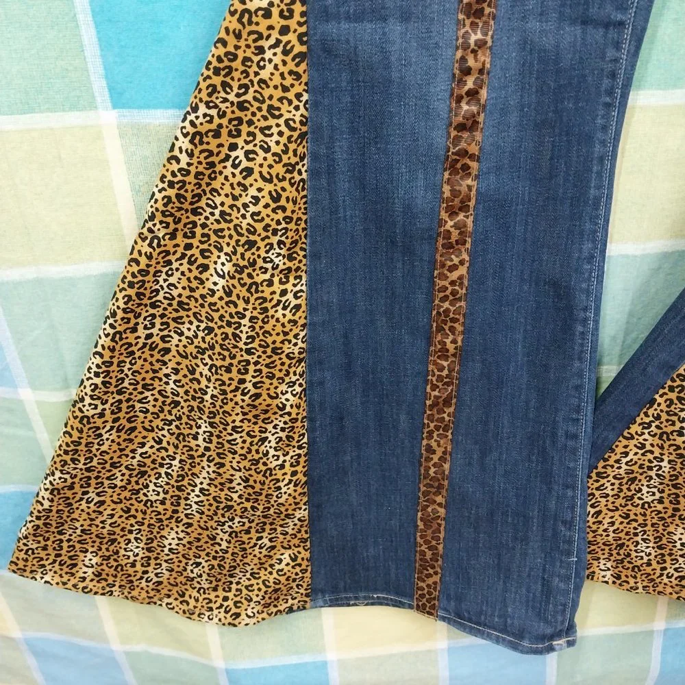 2533 Jeaniemade Size 14r Gap Stretch  Upcycled Bell-Bottoms - Picture 2 of 4